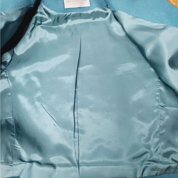 Vintage 80s 90s Teal Wool Cropped Fit Blazer - Picture 13 of 16